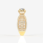 Portuguese  Cut Moissanite Diamond Cocktail 14K Gold Ring