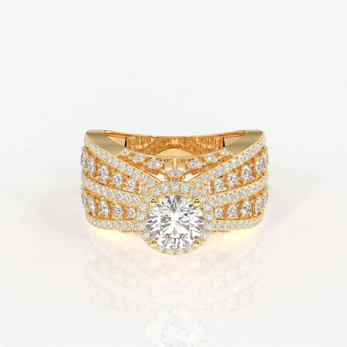 Women's Round Cut Moissanite Diamond Cocktail Sterling Silver Ring
