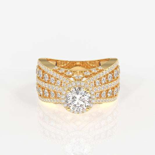 Women's Round Cut Moissanite Diamond Cocktail Sterling Silver Ring