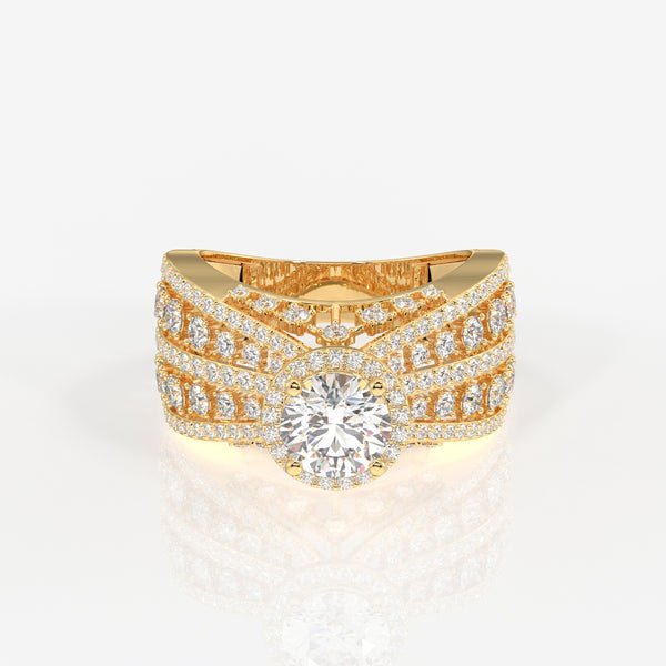 Women's Round Cut Lab Grown Diamond Cocktail 14K Gold Ring