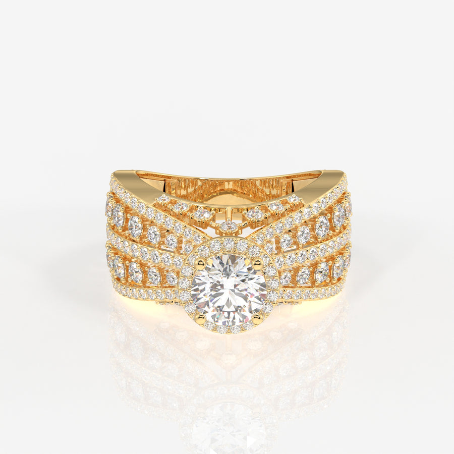 Women's Round Cut Lab Grown Diamond Cocktail 9K Gold Ring