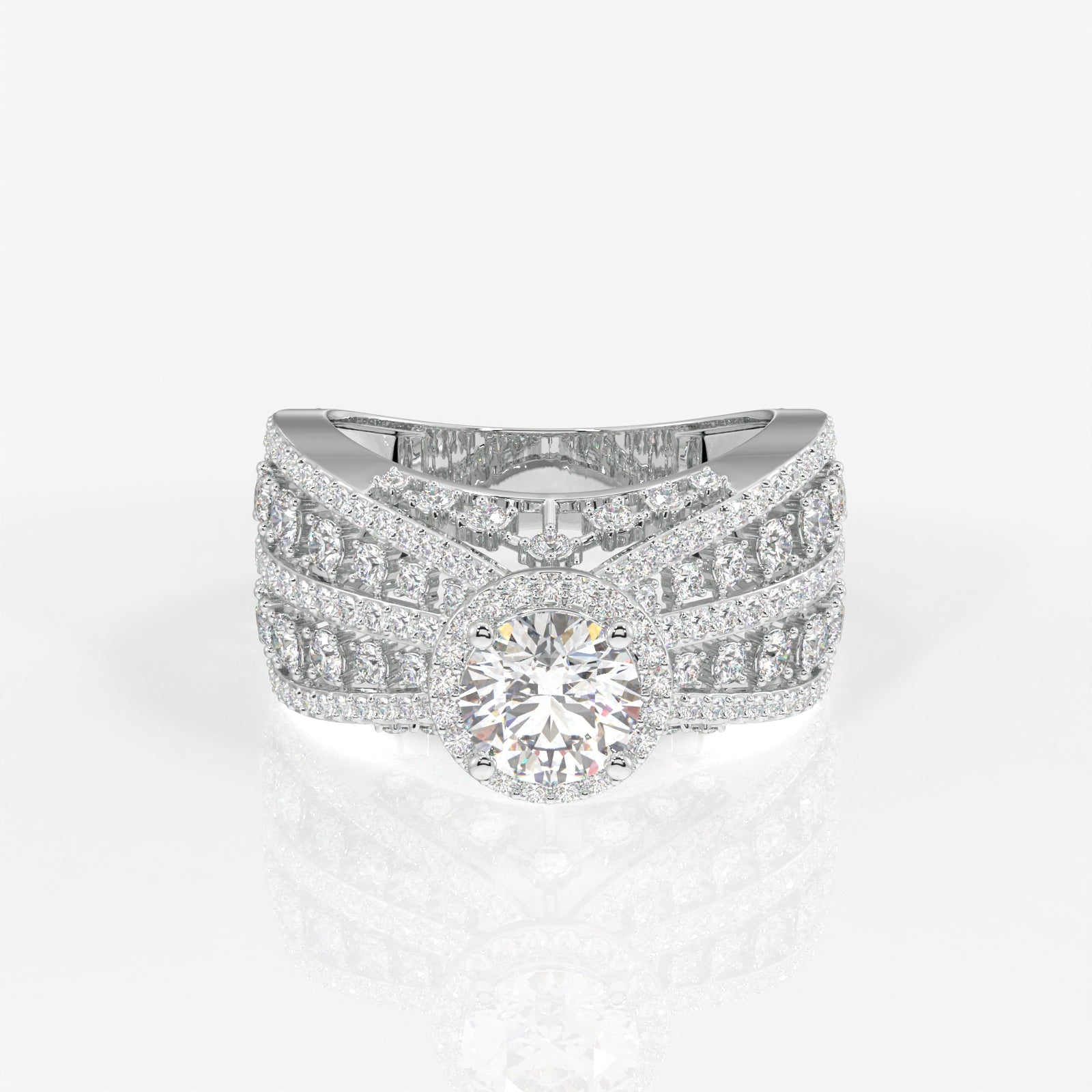 Women's Round Cut Moissanite Diamond Cocktail 14K Gold Ring