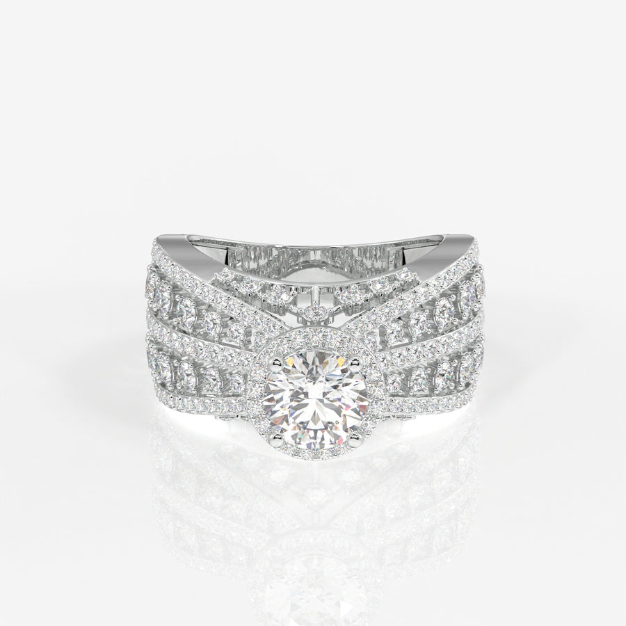 Women's Round Cut Lab Grown Diamond Cocktail 9K Gold Ring