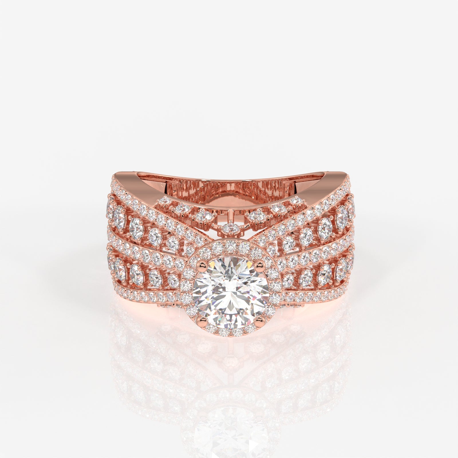 Women's Round Cut Moissanite Diamond Cocktail 14K Gold Ring