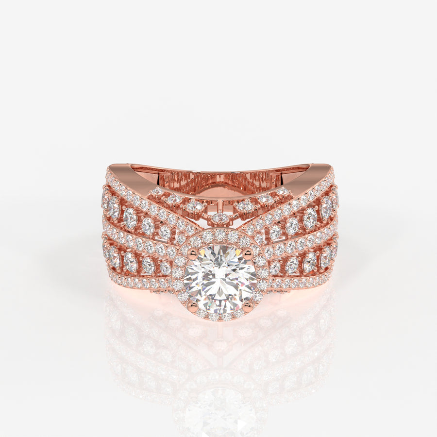 Women's Round Cut Lab Grown Diamond Cocktail 9K Gold Ring