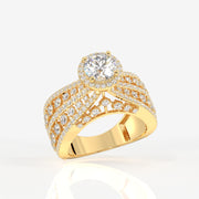 Women's Round Cut Moissanite Diamond Cocktail 14K Gold Ring