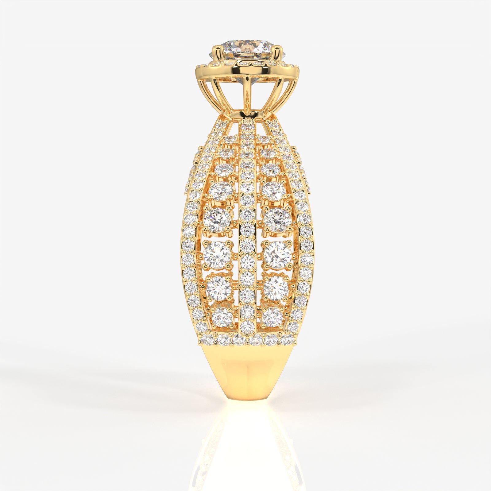 Women's Round Cut Lab Grown Diamond Cocktail 9K Gold Ring