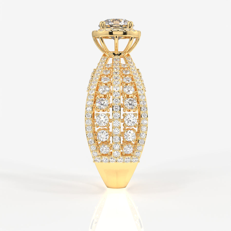 Women's Round Cut Lab Grown Diamond Cocktail 9K Gold Ring