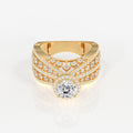 Portuguese  Cut Moissanite Diamond Cocktail 14K Gold Ring