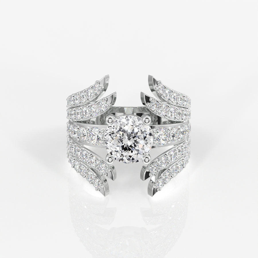 Portuguese Cut Lab Grown Diamond Cocktail 14K Gold Ring