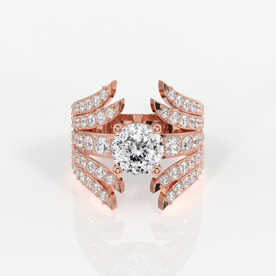 Portuguese Cut Lab Grown Diamond Cocktail 14K Gold Ring