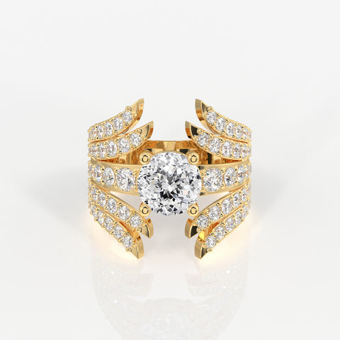 Portuguese  Cut Moissanite Diamond Cocktail Sterling Silver Ring