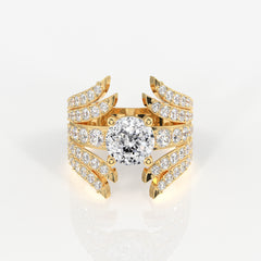 Portuguese Cut Lab Grown Diamond Cocktail 14K Gold Ring