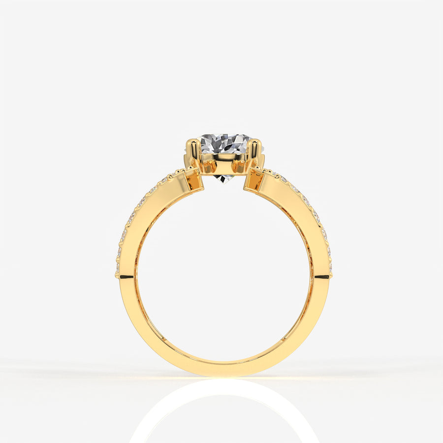 Portuguese Cut Lab Grown Diamond Cocktail 14K Gold Ring