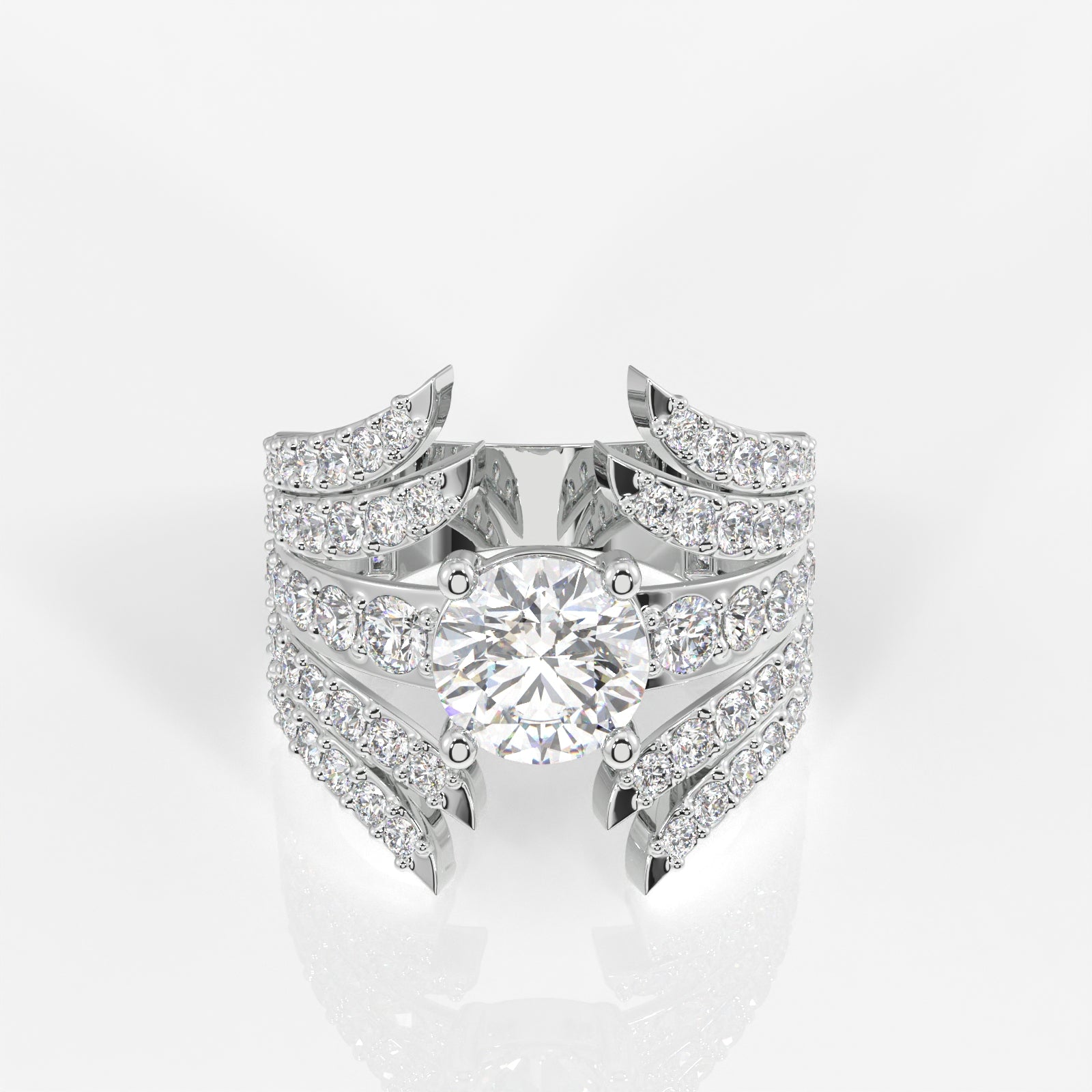 Round Cut Lab Grown Diamond Cocktail 14K Gold Ring