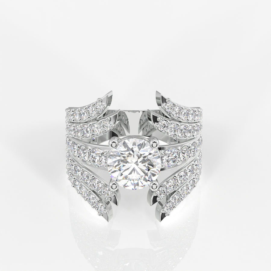 Round Cut Lab Grown Diamond Cocktail 14K Gold Ring