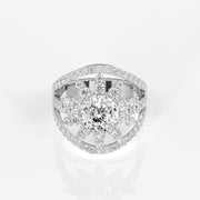 Portuguese Cut Moissanite Diamond Cocktail 14K Gold Ring