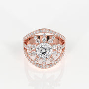 Portuguese Cut Moissanite Diamond Cocktail 14K Gold Ring