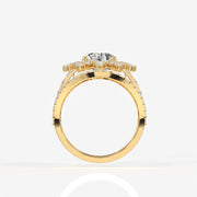 Portuguese Cut Moissanite Diamond Cocktail 14K Gold Ring