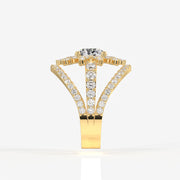 Portuguese Cut Moissanite Diamond Cocktail 14K Gold Ring
