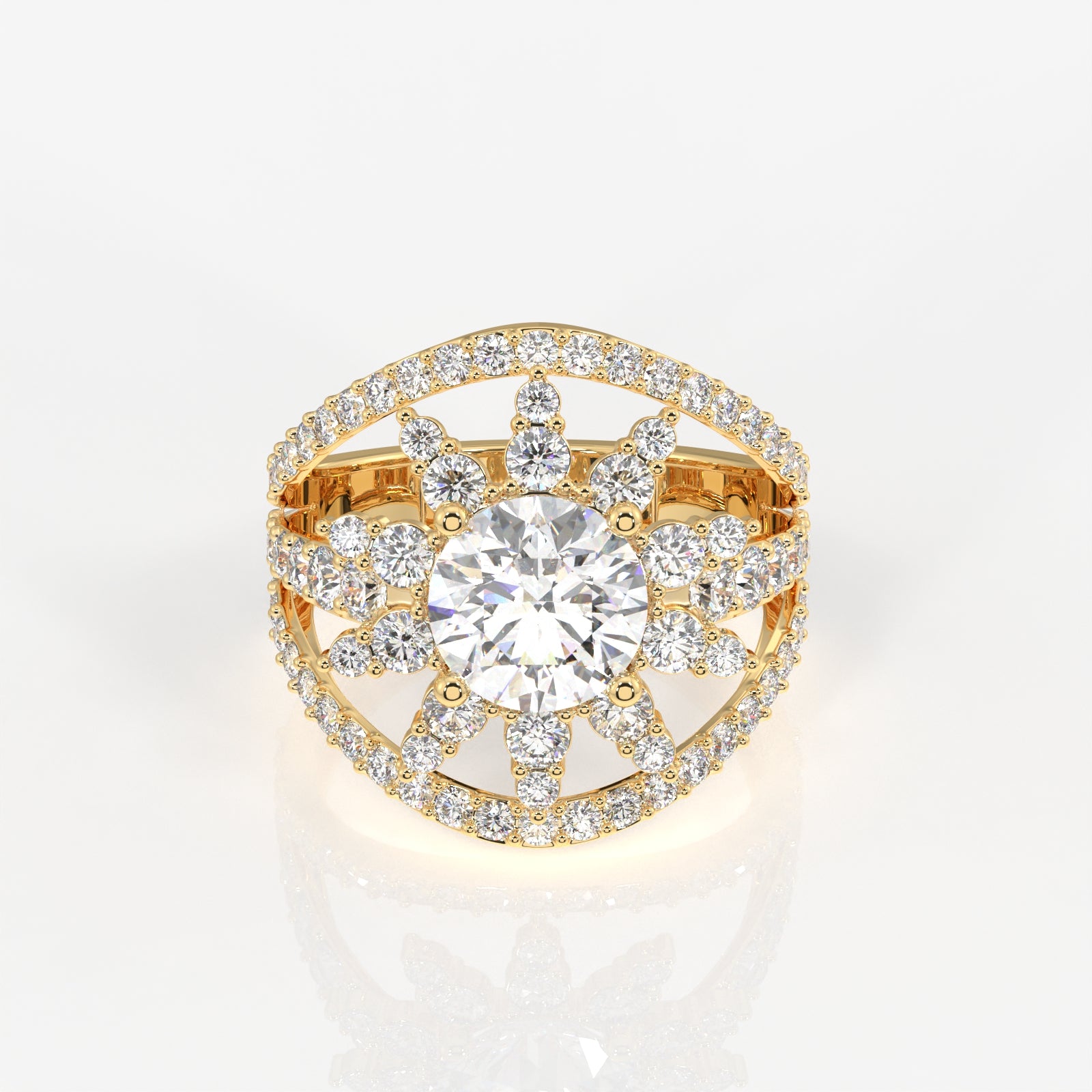 Round Cut Moissanite Diamond Cocktail 14K Gold Ring