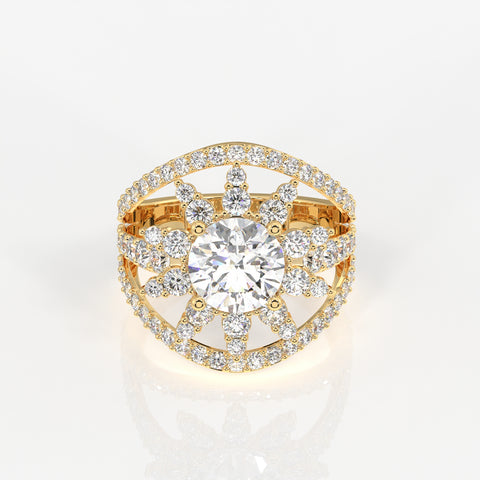 Round Cut Moissanite Diamond Cocktail Sterling Silver Ring