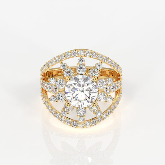 Round Cut Moissanite Diamond Cocktail Sterling Silver Ring
