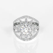 Round Cut Moissanite Diamond Cocktail 14K Gold Ring