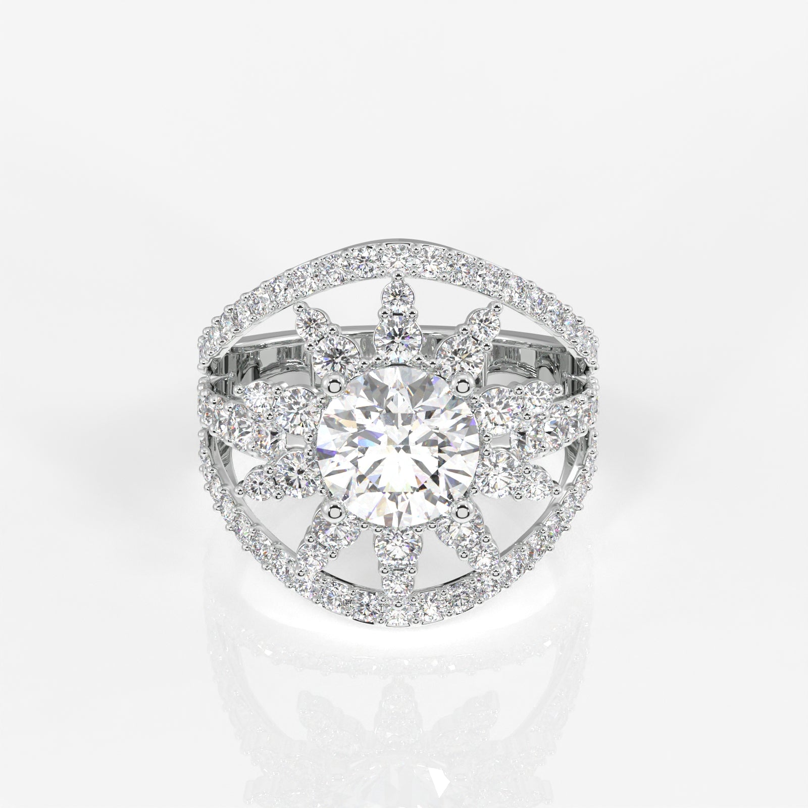 Round Cut Moissanite Diamond Cocktail 14K Gold Ring