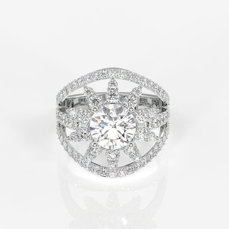 Round Cut Moissanite Diamond Cocktail 14K Gold Ring