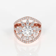 Round Cut Moissanite Diamond Cocktail 14K Gold Ring