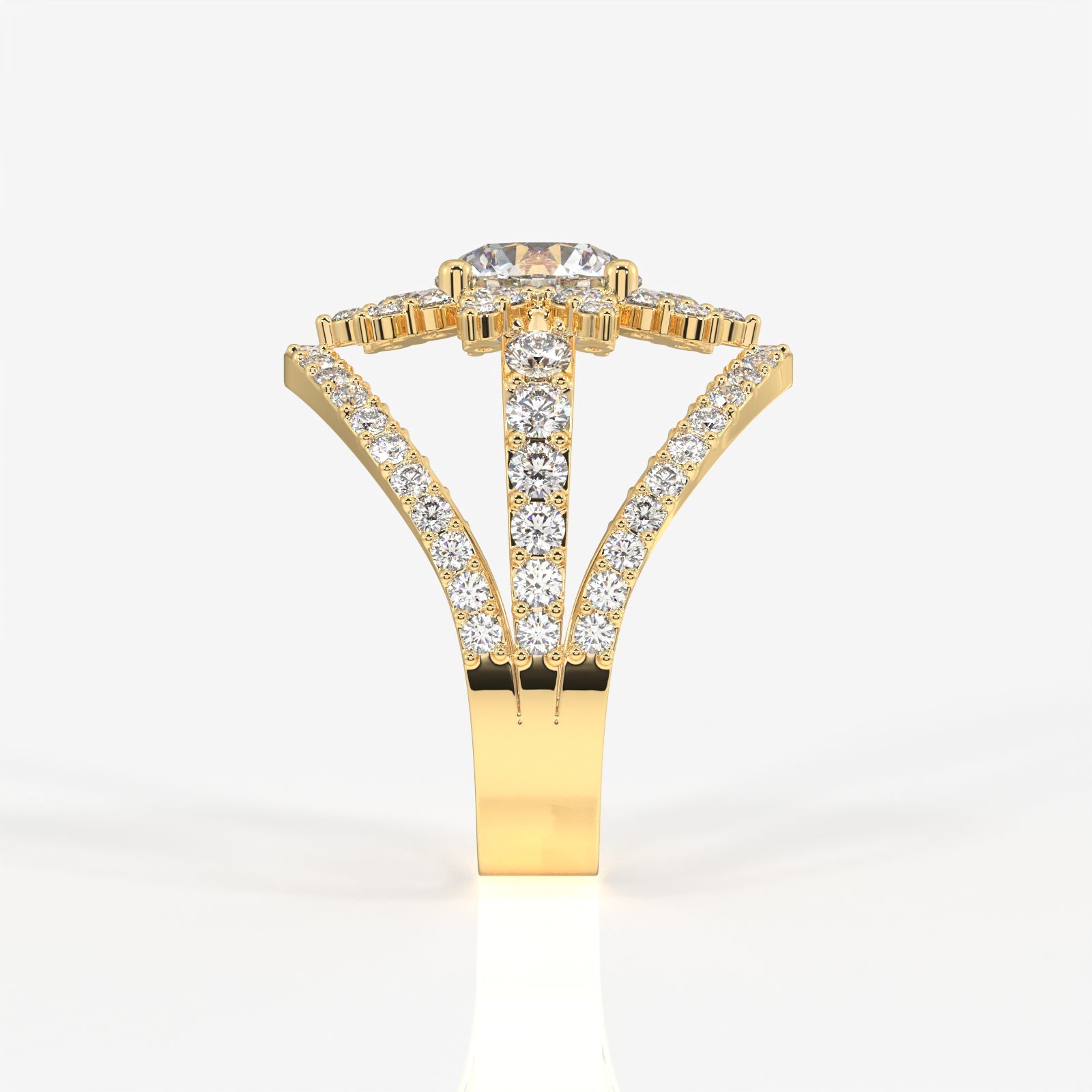 Round Cut Moissanite Diamond Cocktail 14K Gold Ring