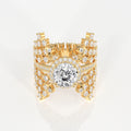 Portuguese Cut Moissanite Diamond Cocktail 14K Gold Ring