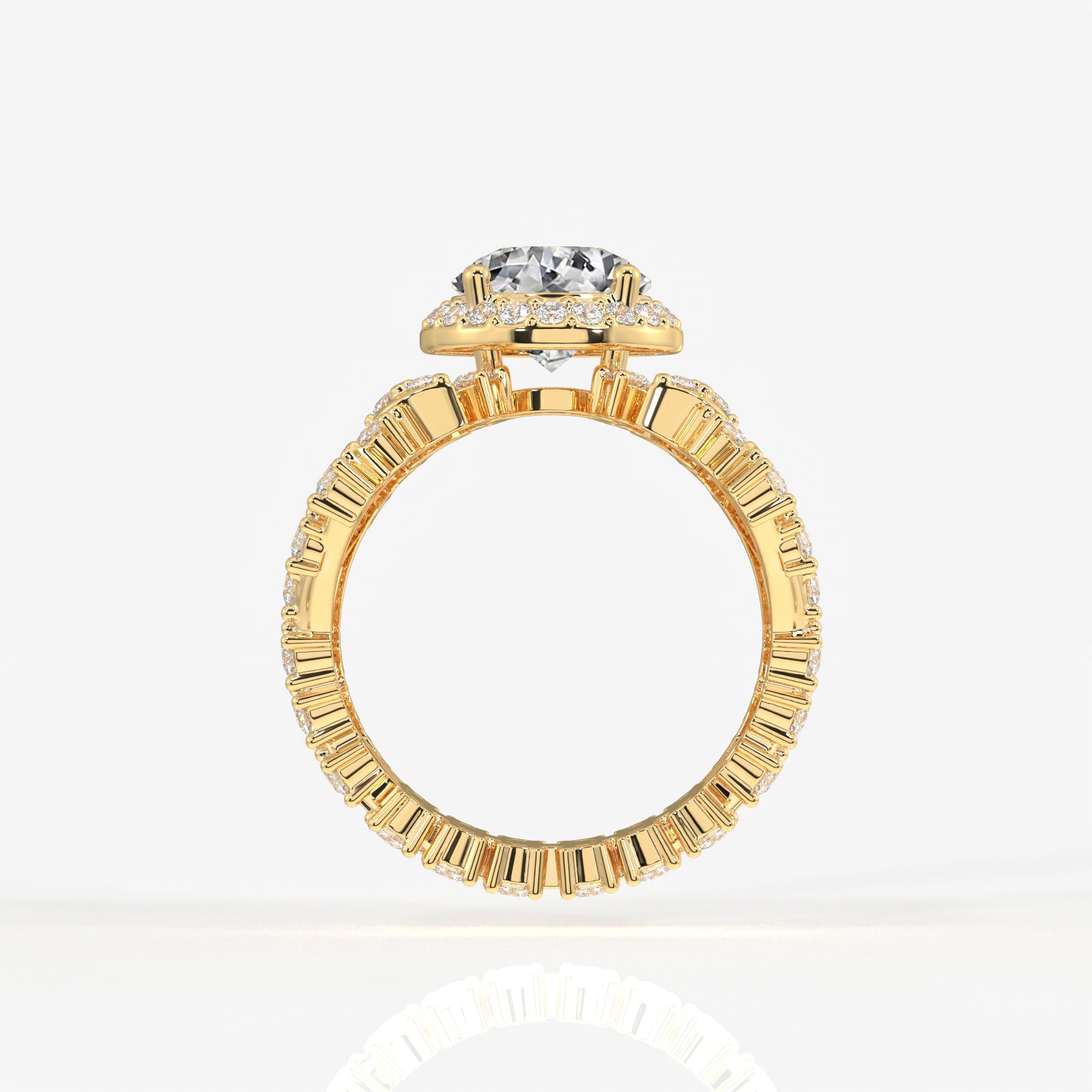 Portuguese Cut Moissanite Diamond Cocktail 14K Gold Ring