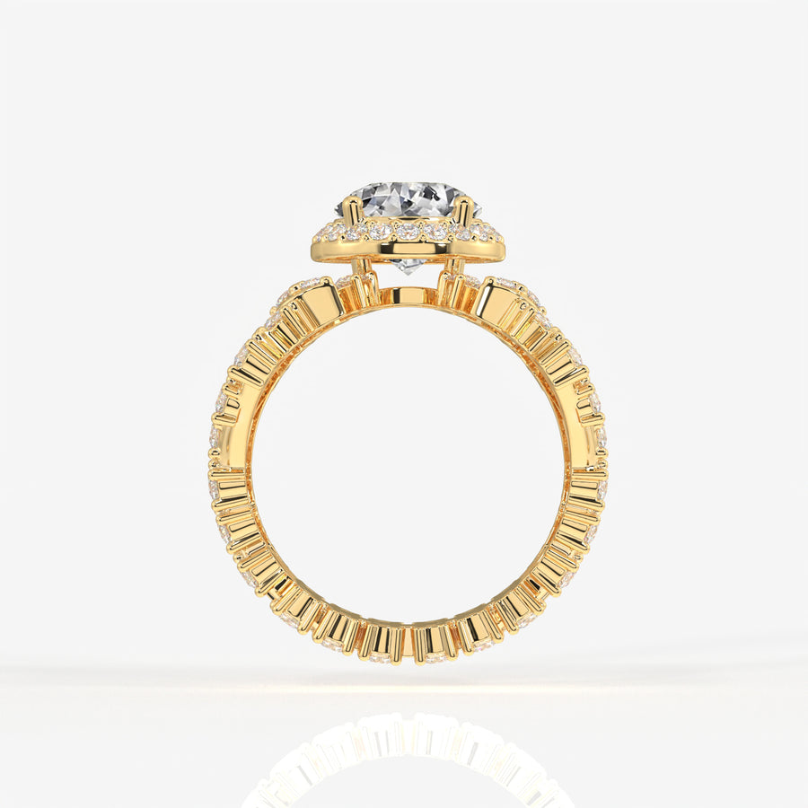 Portuguese Cut Moissanite Diamond Cocktail 14K Gold Ring