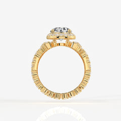 Portuguese Cut Lab Grown Diamond Cocktail 14K Gold Ring