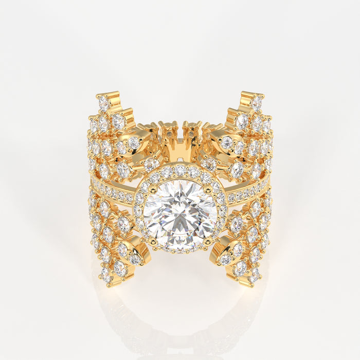 Round Cut Moissanite Diamond Cocktail Sterling Silver Ring