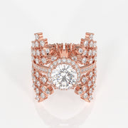 Round Cut Lab Grown Diamond Cocktail 14K Gold Ring