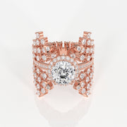 Portuguese Cut Moissanite Diamond Cocktail 14K Gold Ring