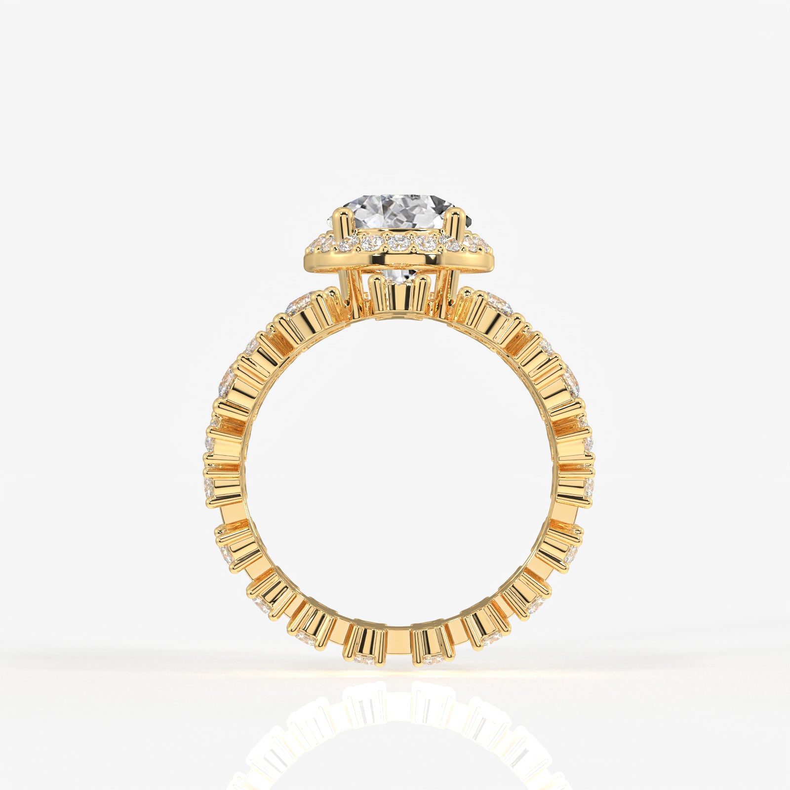 Portuguese Cut Lab Grown Diamond Cocktail 14K Gold Ring