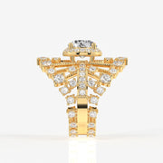 Portuguese Cut Lab Grown Diamond Cocktail 14K Gold Ring