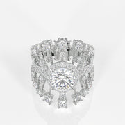 Round Cut Moissanite Diamond Cocktail 14K Gold Ring