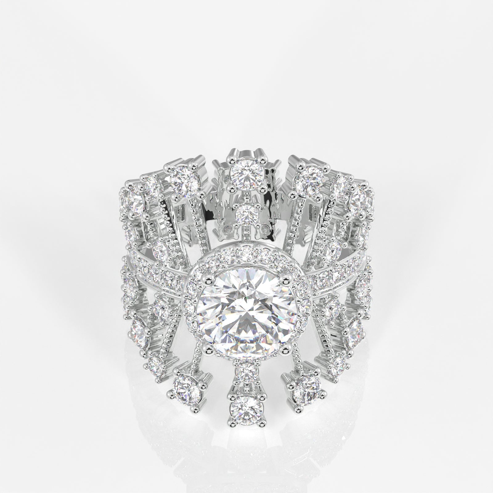 Round Cut Moissanite Diamond Cocktail 14K Gold Ring
