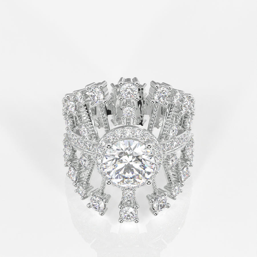 Round Cut Moissanite Diamond Cocktail 14K Gold Ring