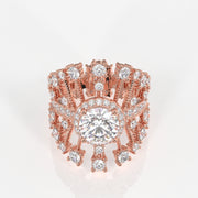 Round Cut Moissanite Diamond Cocktail 14K Gold Ring