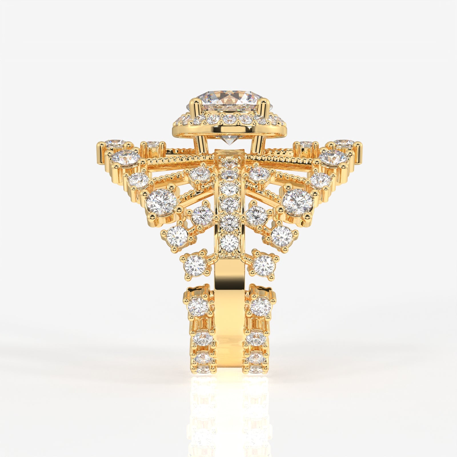 Round Cut Moissanite Diamond Cocktail 14K Gold Ring