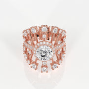 Portuguese Cut Lab Grown Diamond Cocktail 14K Gold Ring
