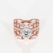 Portuguese and Marquise Cut Moissanite Diamond Cocktail 14K Gold Ring