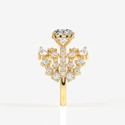 Portuguese and Marquise Cut Moissanite Diamond Cocktail 14K Gold Ring