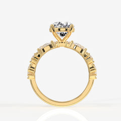 Portuguese and Marquise Cut Lab Grown Diamond Cocktail 14K Gold Ring